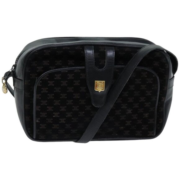CELINE Macadam Canvas Shoulder Bag Black Auth 76081 - Picture 1 of 14